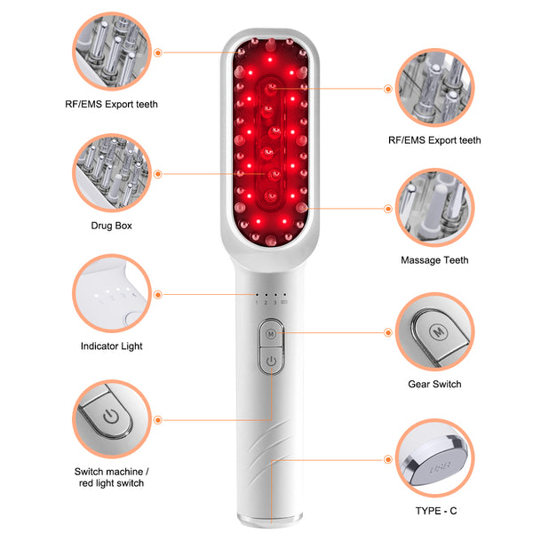 LS-700 Multi-Functional Hair Care Comb – RF, EMS & Red Light Scalp Care Device